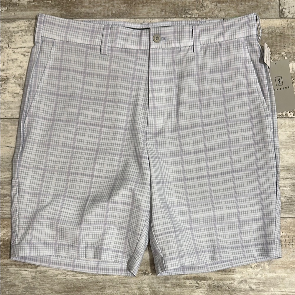 PGA Tour Tradewinds plaid golf shorts